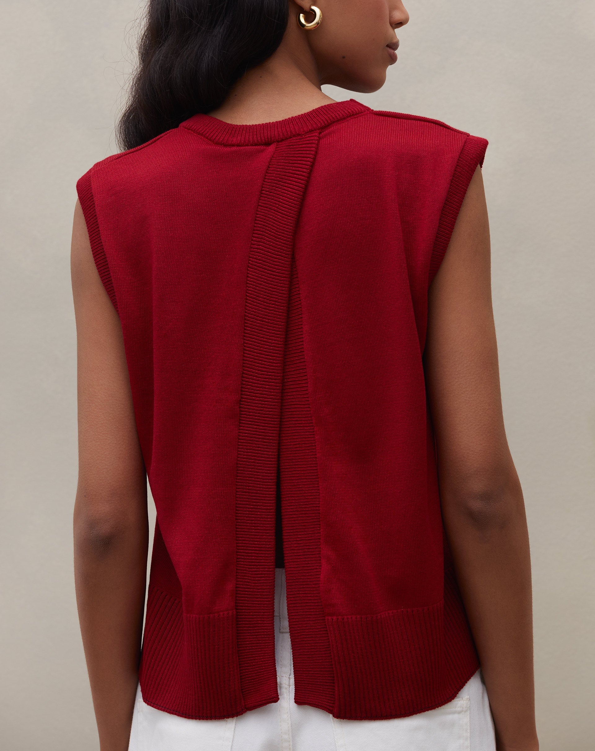 Blusa com Costas Transpassadas de Tricot - Vermelho