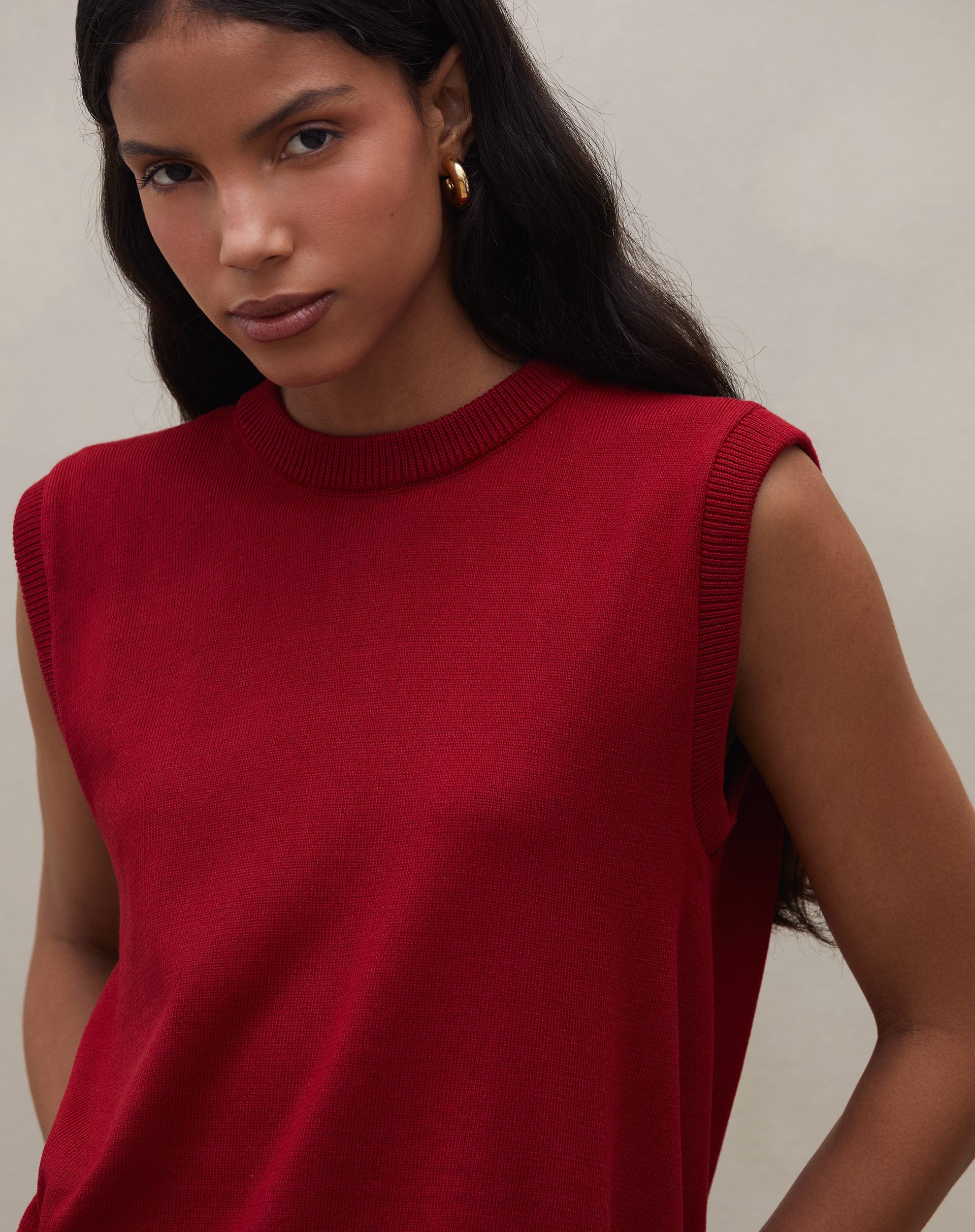 Blusa com Costas Transpassadas de Tricot - Vermelho