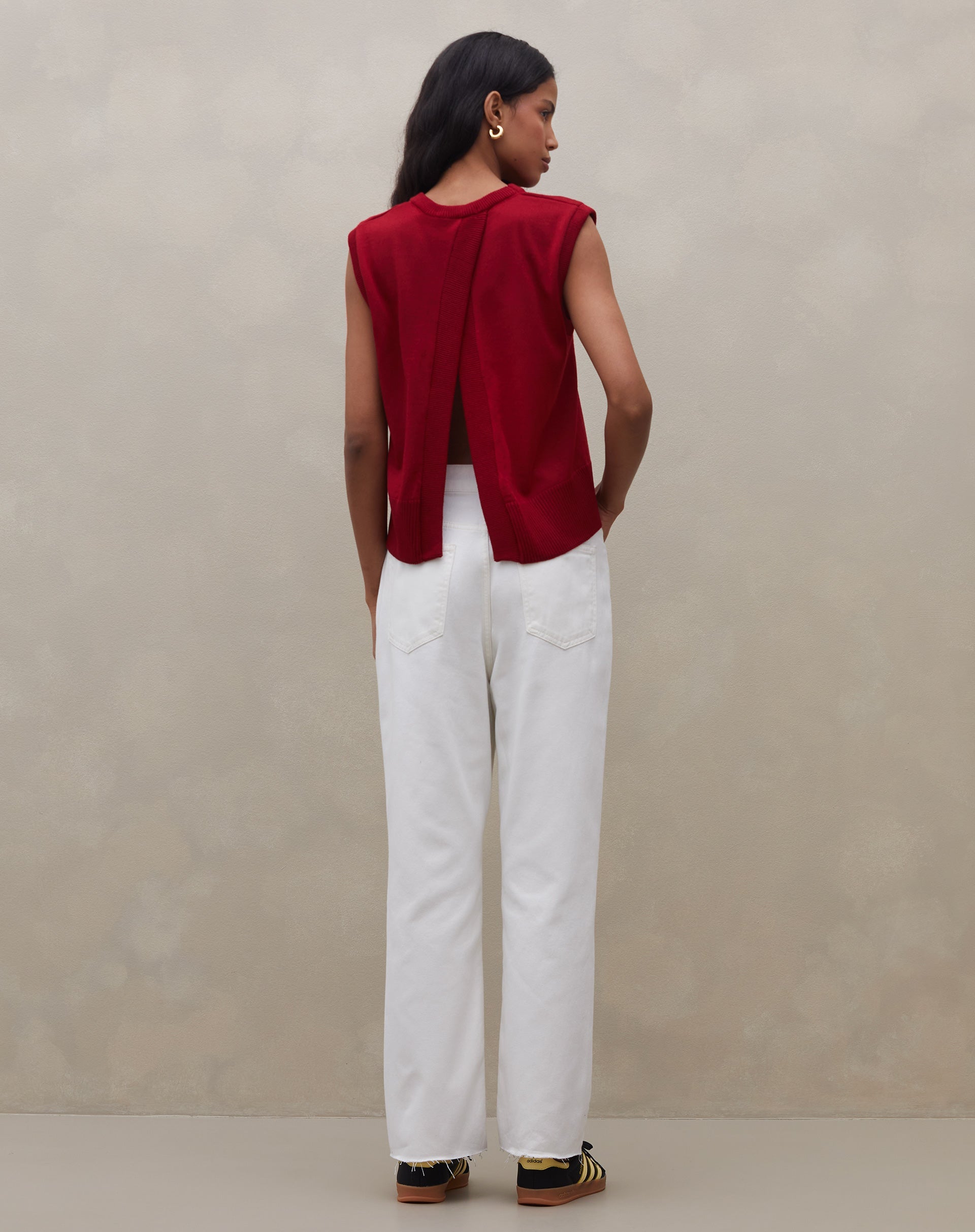 Blusa com Costas Transpassadas de Tricot - Vermelho