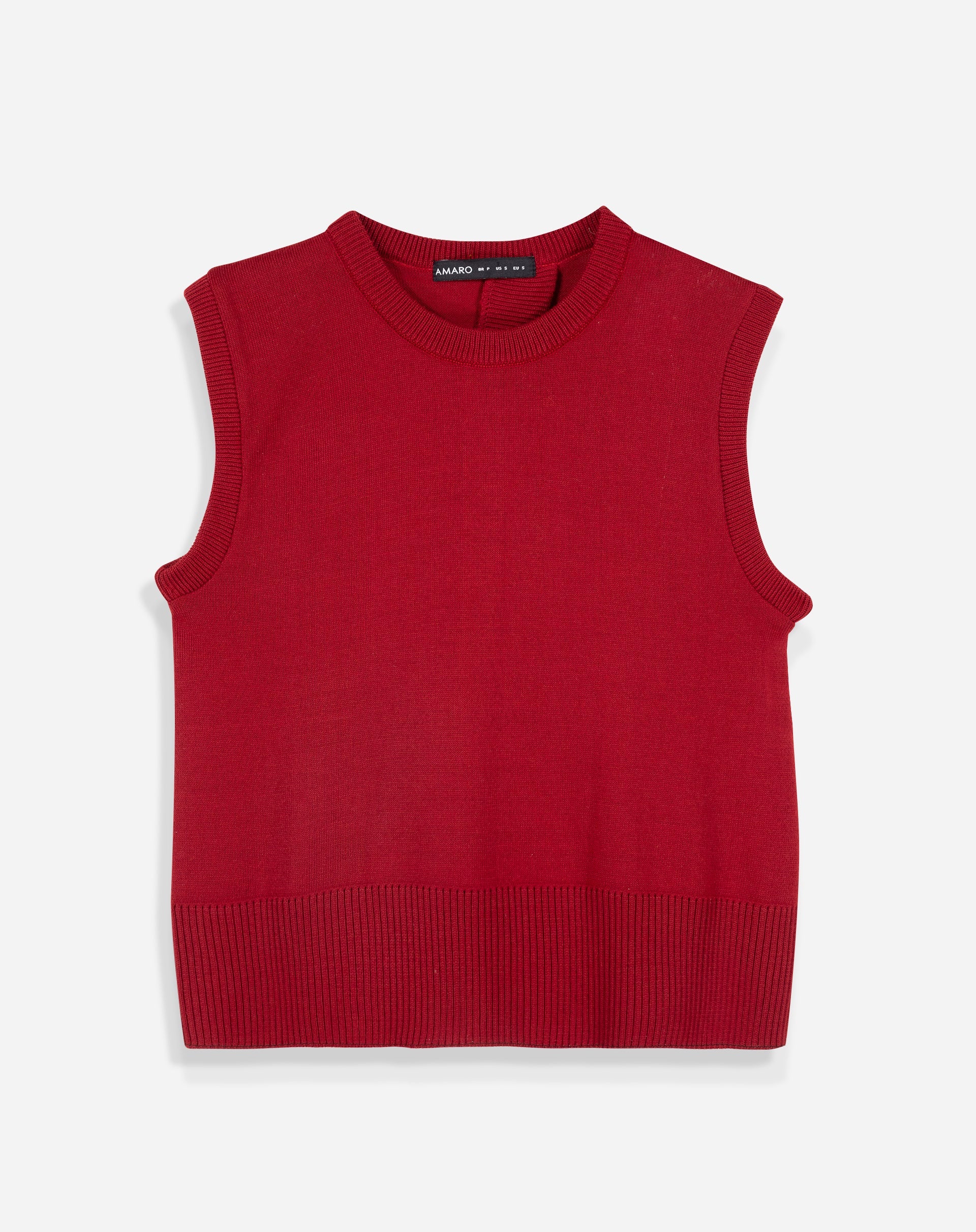 Blusa com Costas Transpassadas de Tricot - Vermelho