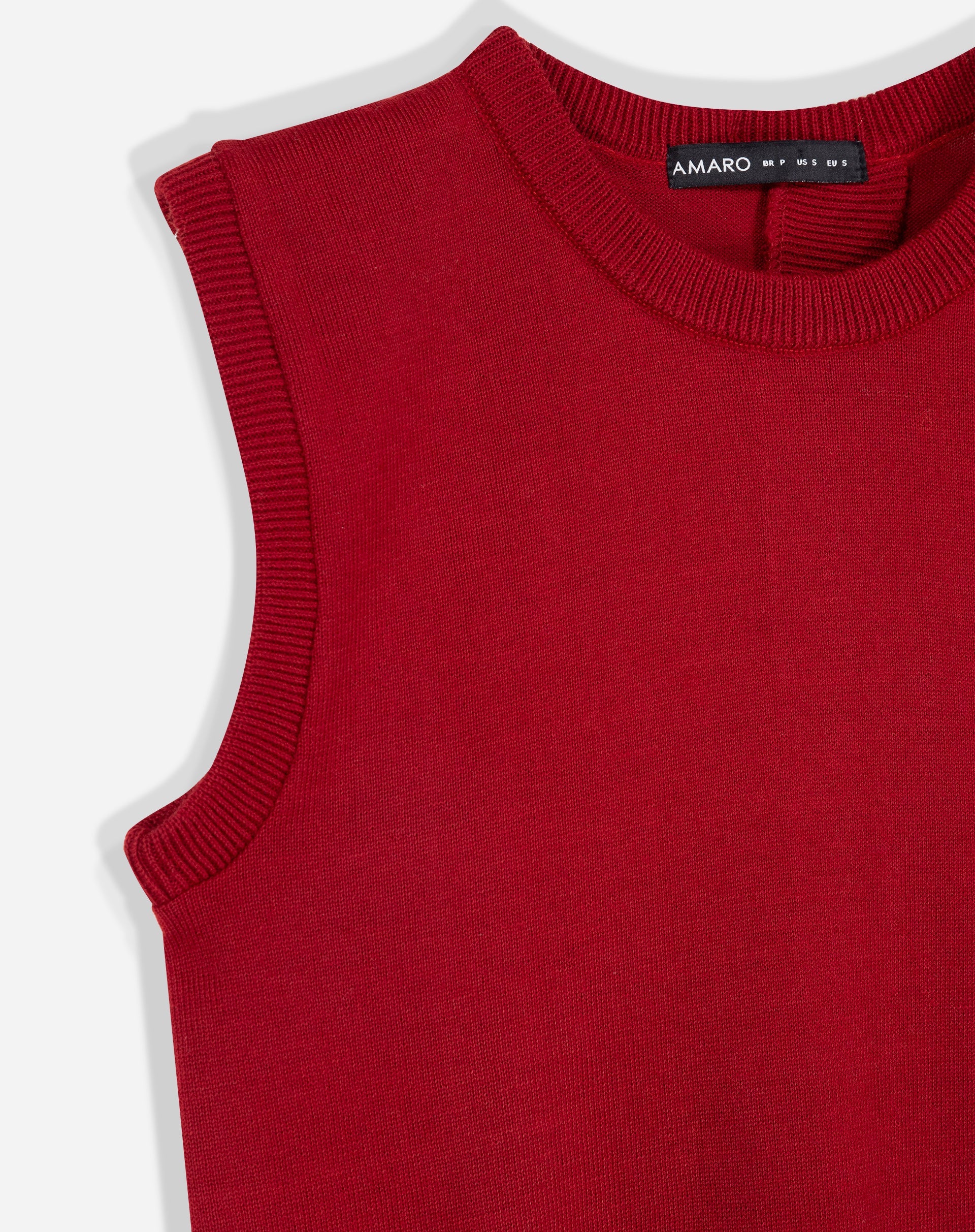 Blusa com Costas Transpassadas de Tricot - Vermelho