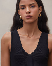 Blusa Decote V de Tricot - Preto