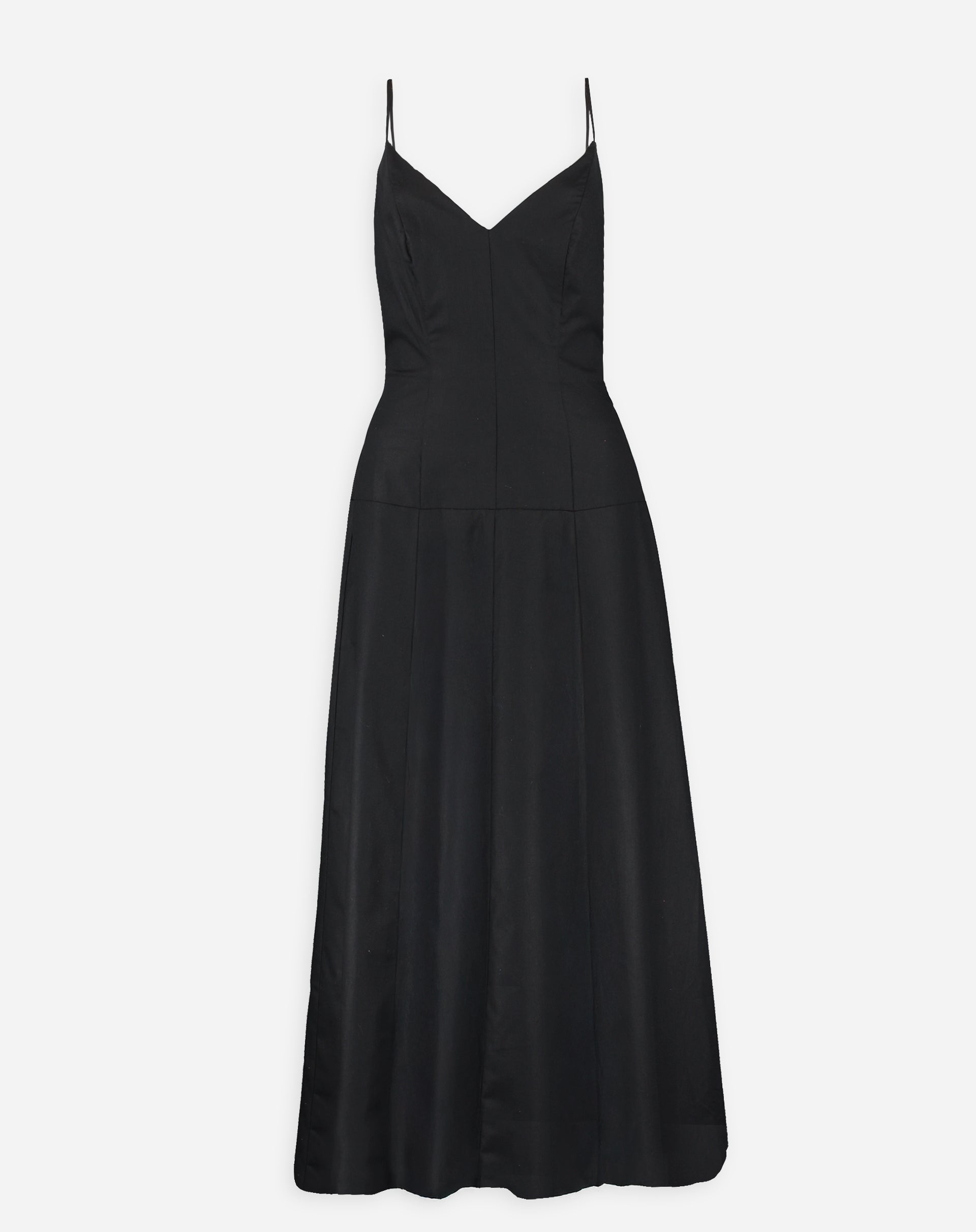 Vestido Midi Alça Fina de Algodão - Preto