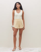 Shorts Cós Elástico Transpassado - Areia