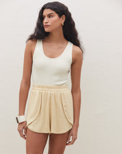 Shorts Cós Elástico Transpassado - Areia