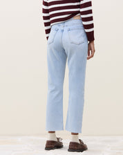 Calça Reta Cropped Jeans - Azul Claro