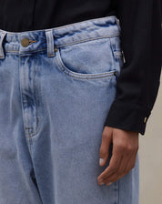 Calça Reta Cropped Jeans - Azul Médio