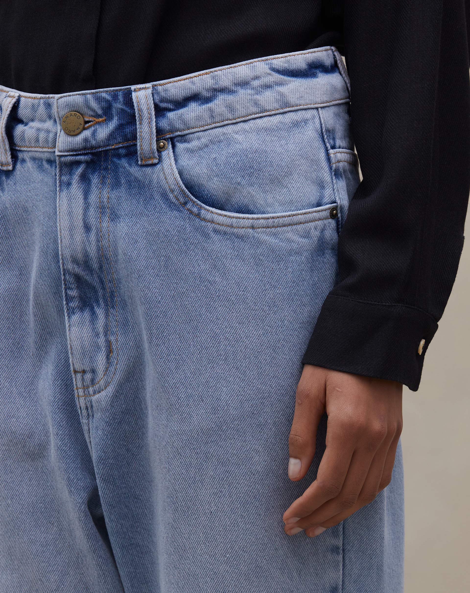 Calça Reta Cropped Jeans - Azul Médio