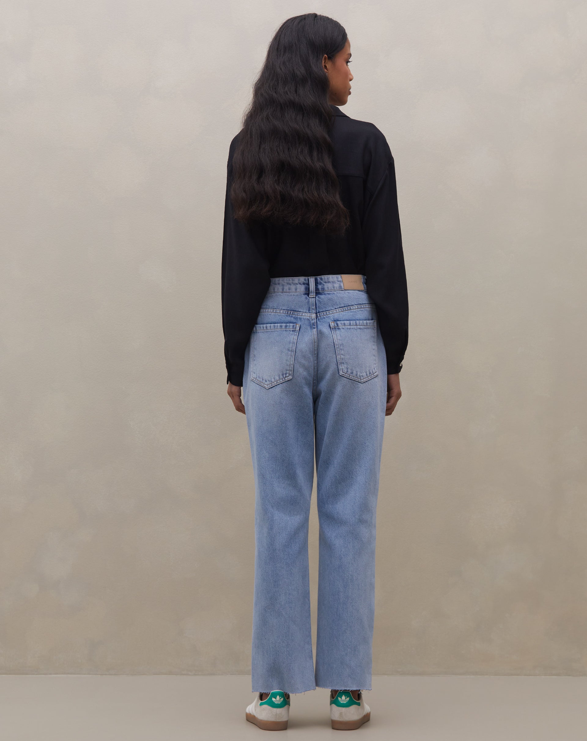 Calça Reta Cropped Jeans - Azul Médio