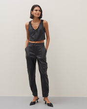 Calça Cargo de Pu - Preto