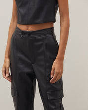 Calça Cargo de Pu - Preto