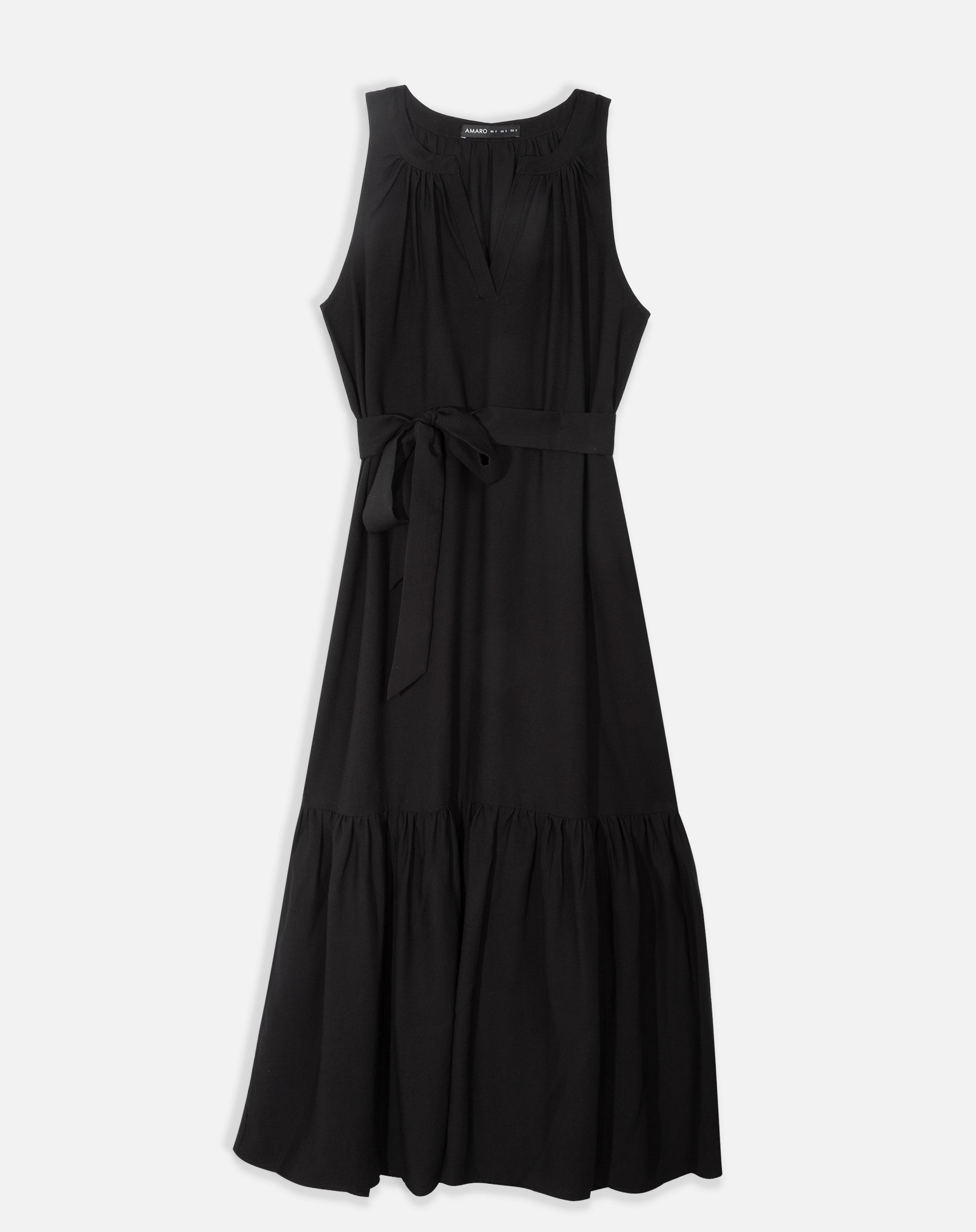 Vestido Midi Decote V  - Preto