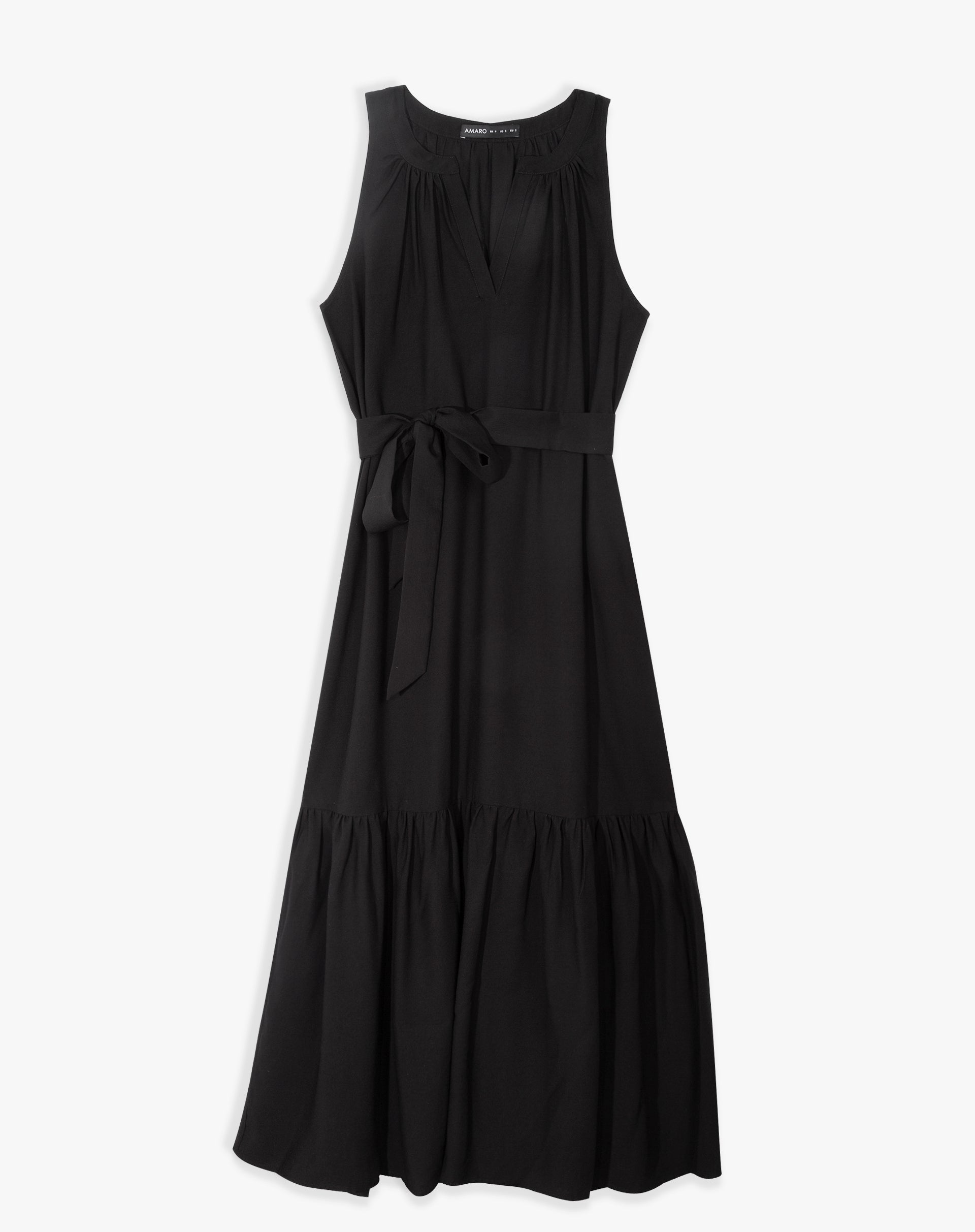 Vestido Midi Decote V  - Preto