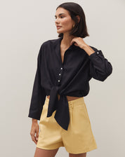 Shorts Cós Transpassado Pu - Amarelo Claro