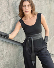 Calça Wide Leg com Pregas - Preto