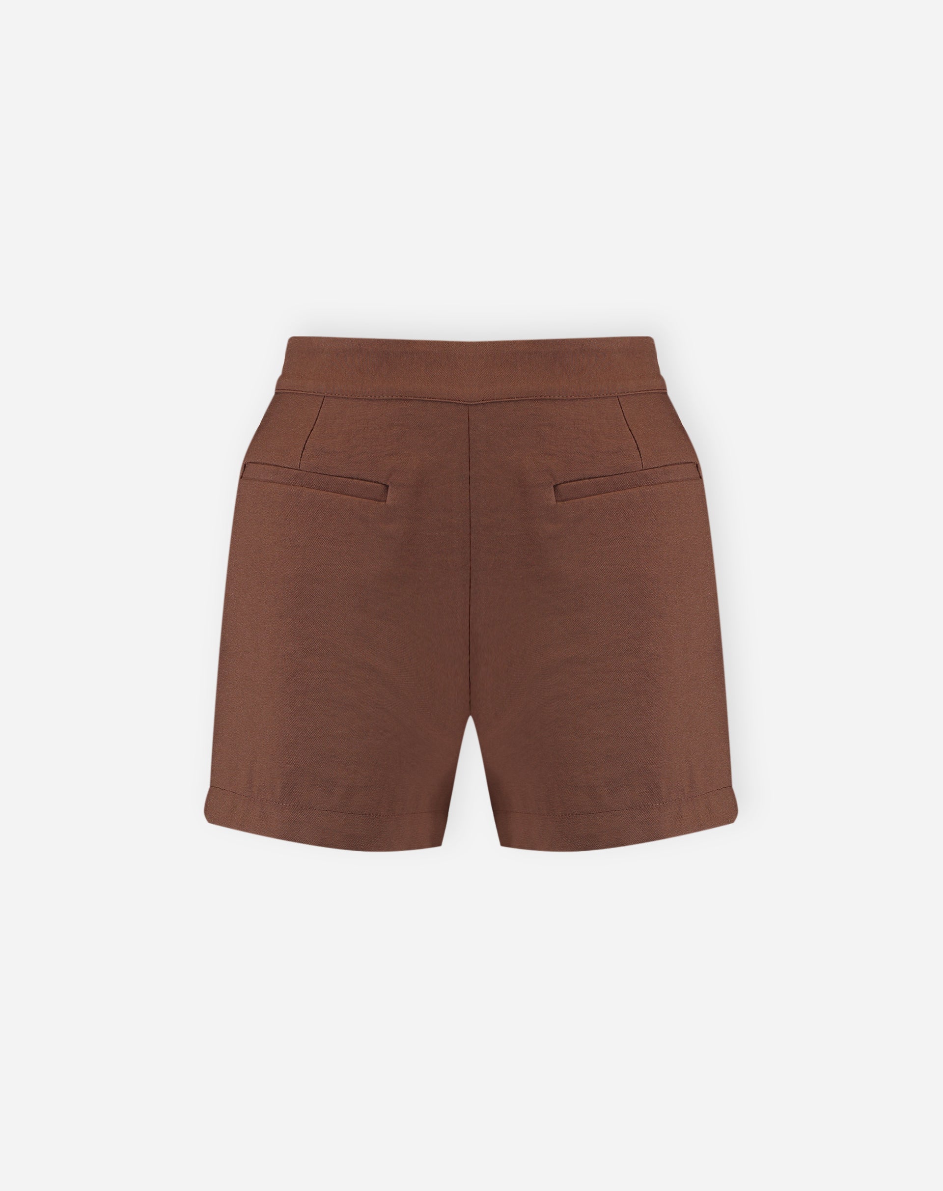 Short com Bolsos Embutidos - Marrom Escuro
