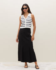 Saia Midi com Pregas - Preto