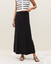 Saia Midi com Pregas - Preto