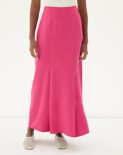 Saia Midi com Pregas - Rosa