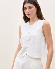 Colete Botões Forrados Alfaitado - Off-white
