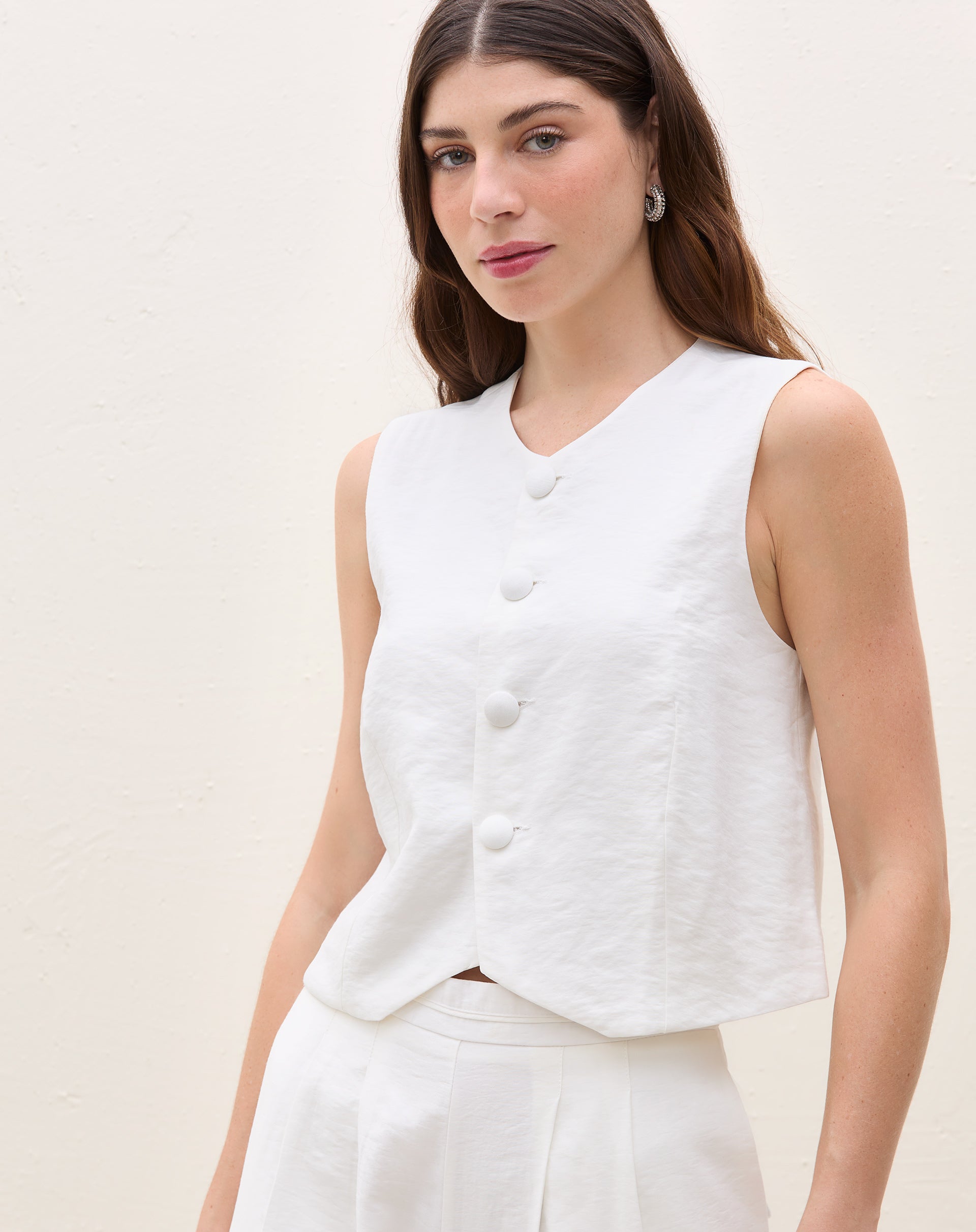 Colete Botões Forrados Alfaitado - Off-white