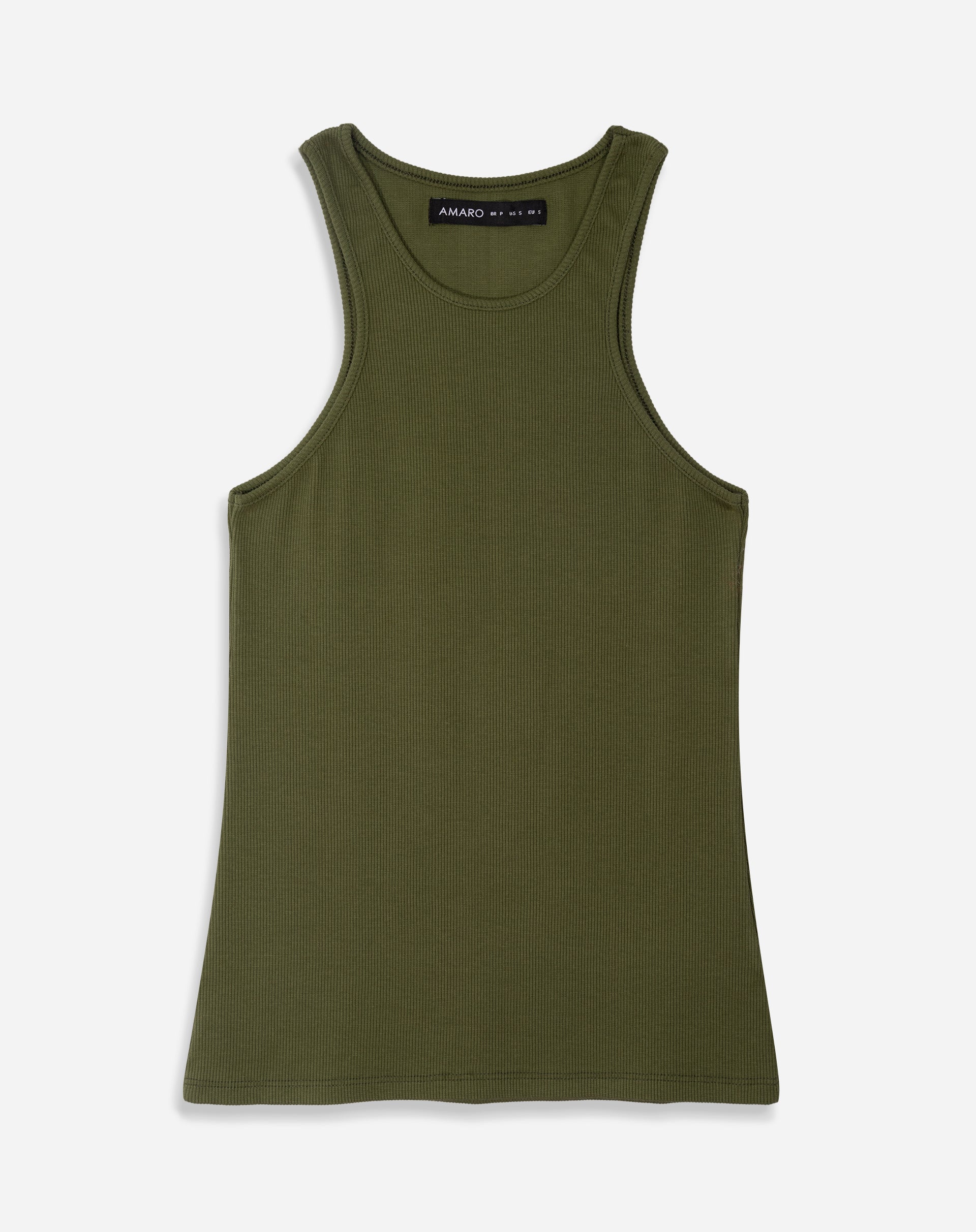 Regata Decote Halter de Malha Ribana - Verde Militar