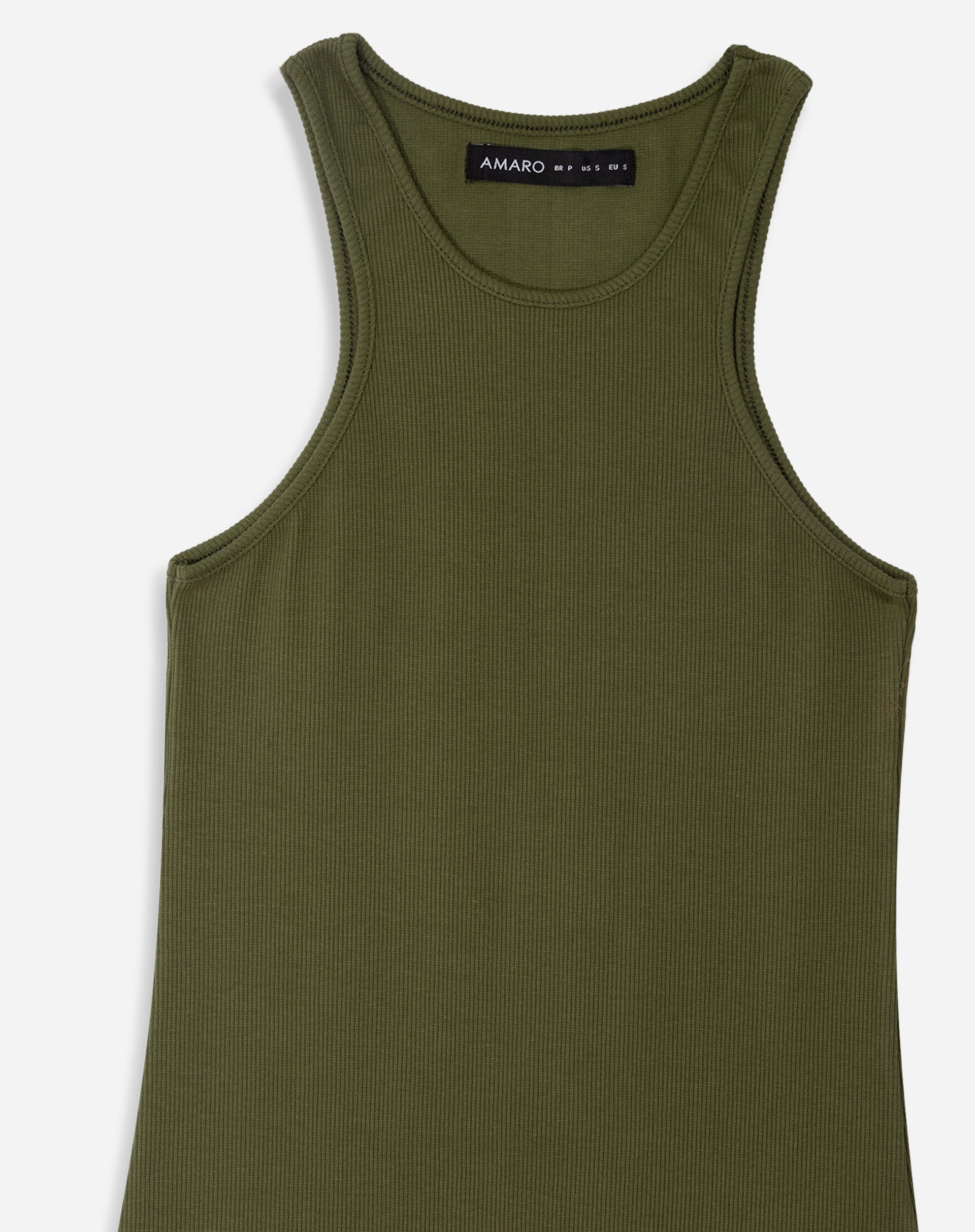 Regata Decote Halter de Malha Ribana - Verde Militar