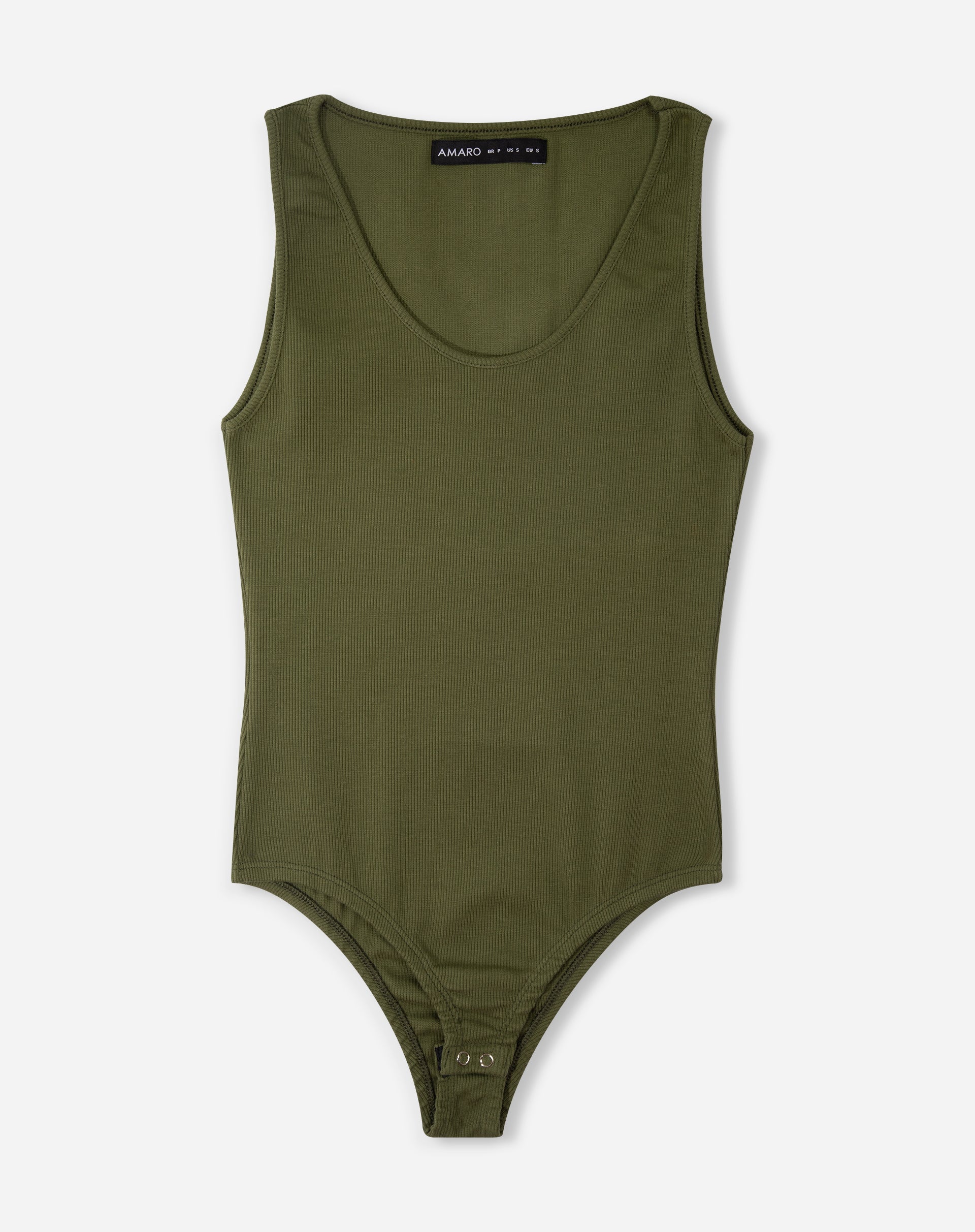 Body Decote U de Malha - Verde Militar