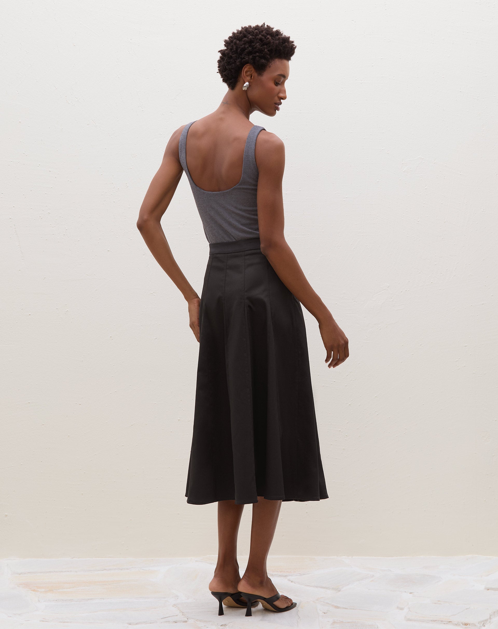 Body Decote U de Malha com Lurex - Prata