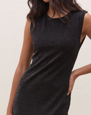 Vestido Midi com Fenda de Malha com Lurex - Preto