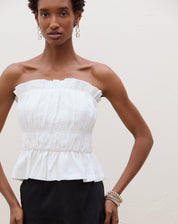 Blusa Franzida sem Alças - Off-white