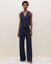 Calça Wide Leg Alfaiataria - Azul Marinho