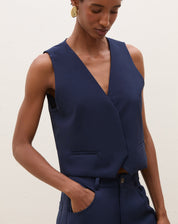 Calça Wide Leg Alfaiataria - Azul Marinho