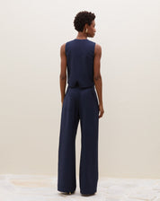 Calça Wide Leg Alfaiataria - Azul Marinho