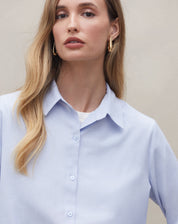 Camisa Manga Longa de Algodão - Azul