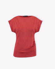 Blusa com Decote Assimétrico de Malha - Vermelho Queimado