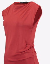 Blusa com Decote Assimétrico de Malha - Vermelho Queimado