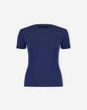 Camiseta Manga Curta Dobrada de Malha - Azul Marinho