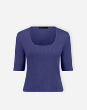 Blusa Manga Curta de Malha - Azul Marinho