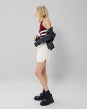 Saia Curta Jeans com  Desnivel Barra - Off-white