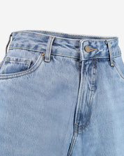 Calça Jeans Reta Cintura Alta - Azul Médio