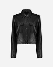 JAQUETA DE COURO 2 BOLSOS - PRETO