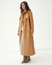 TRENCH COAT COM CINTO PU - CARAMELO