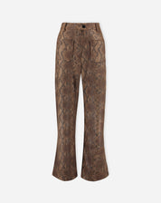 CALÇA RETA COBRA PU - CARAMELO