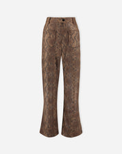 CALÇA RETA COBRA PU - CARAMELO