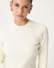 SUÉTER TRICOT GOLA CARECA - OFF-WHITE