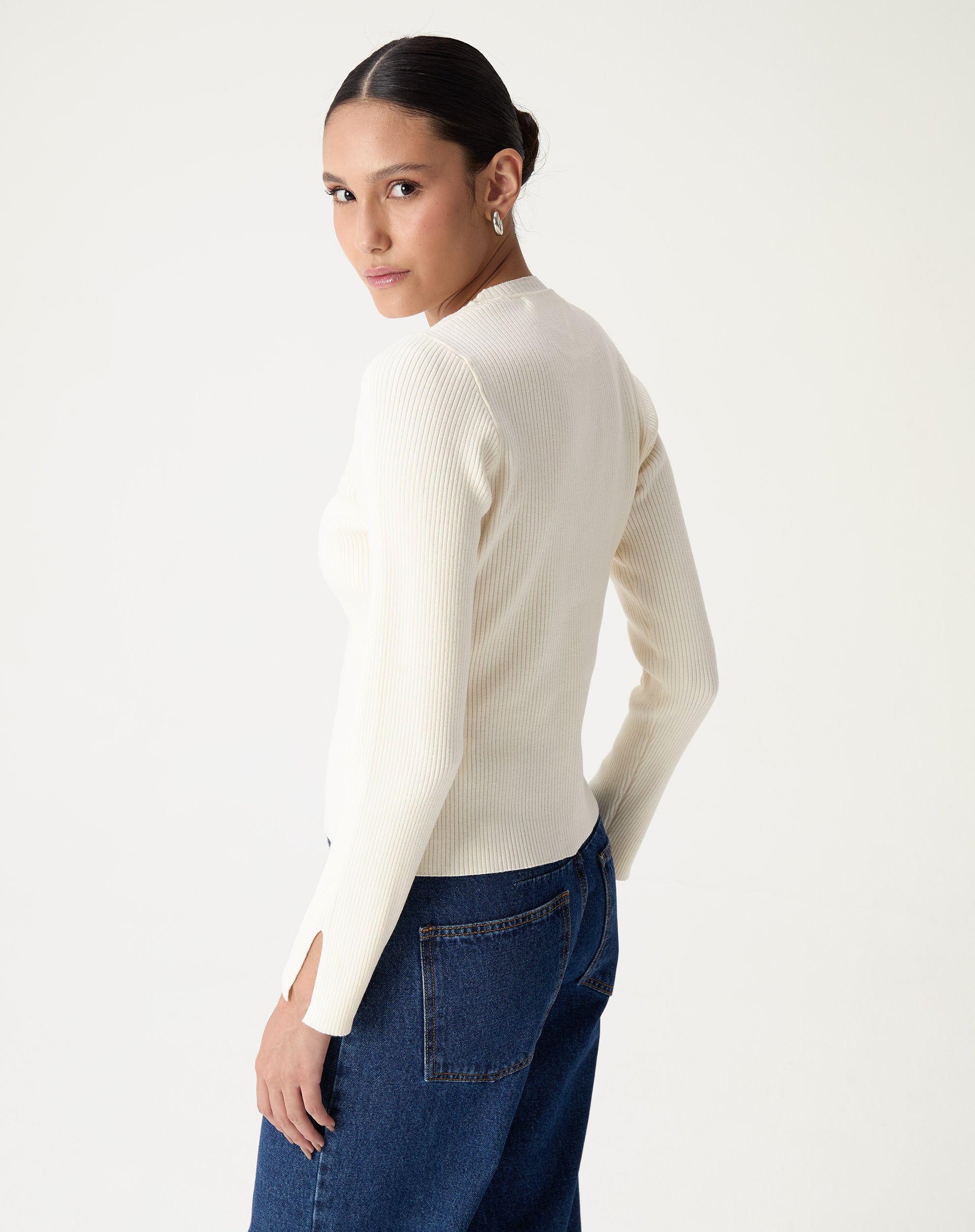 SUÉTER TRICOT GOLA CARECA - OFF-WHITE