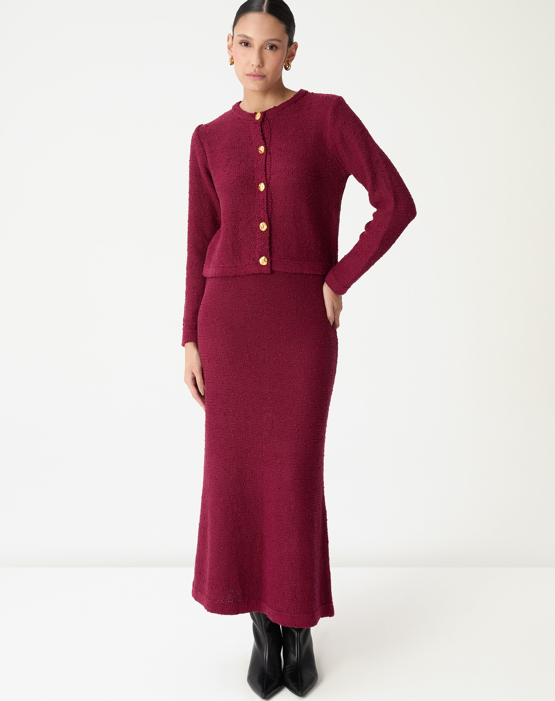 CARDIGAN TRICOT COM BOTÕES - VERMELHO
