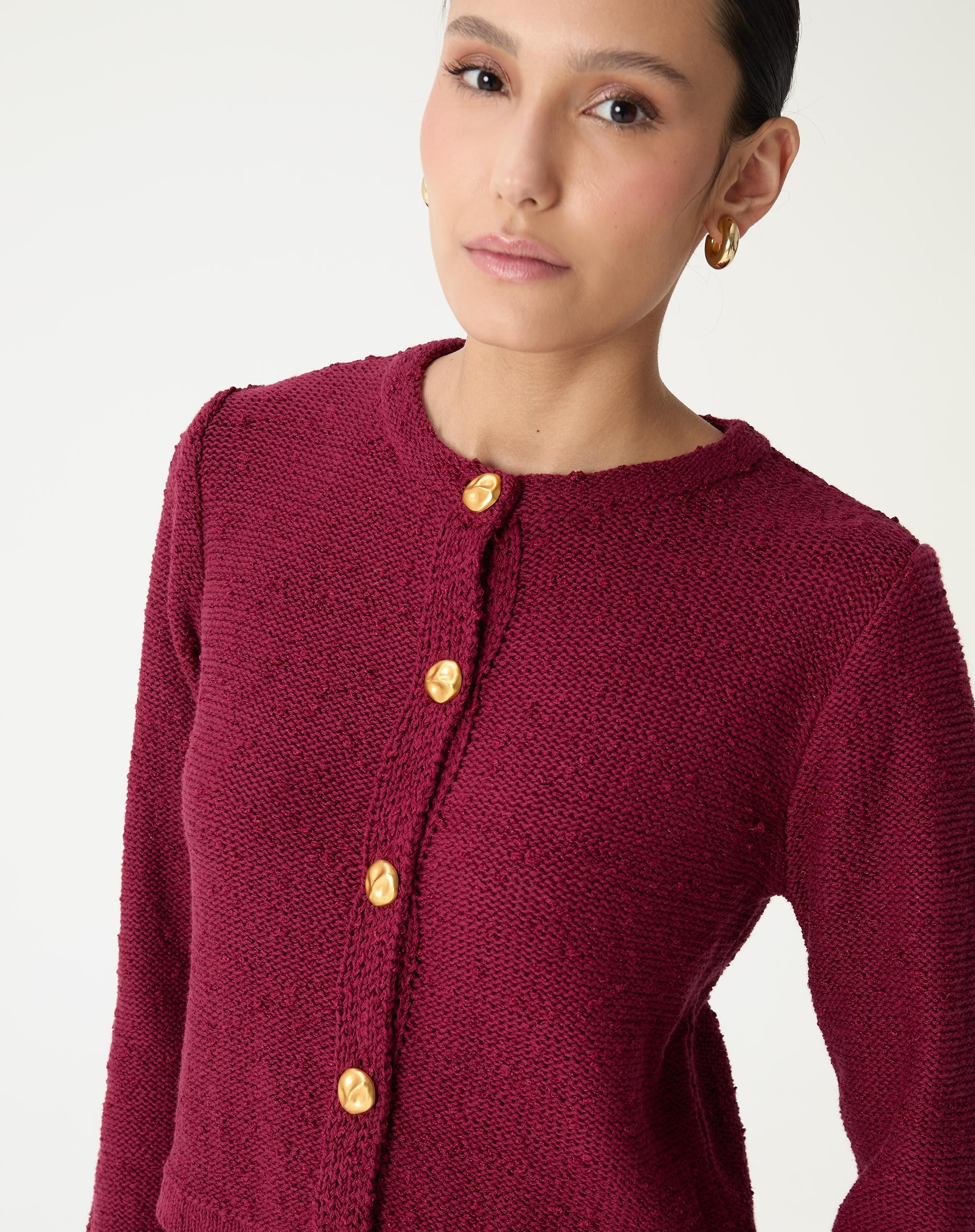 CARDIGAN TRICOT COM BOTÕES - VERMELHO