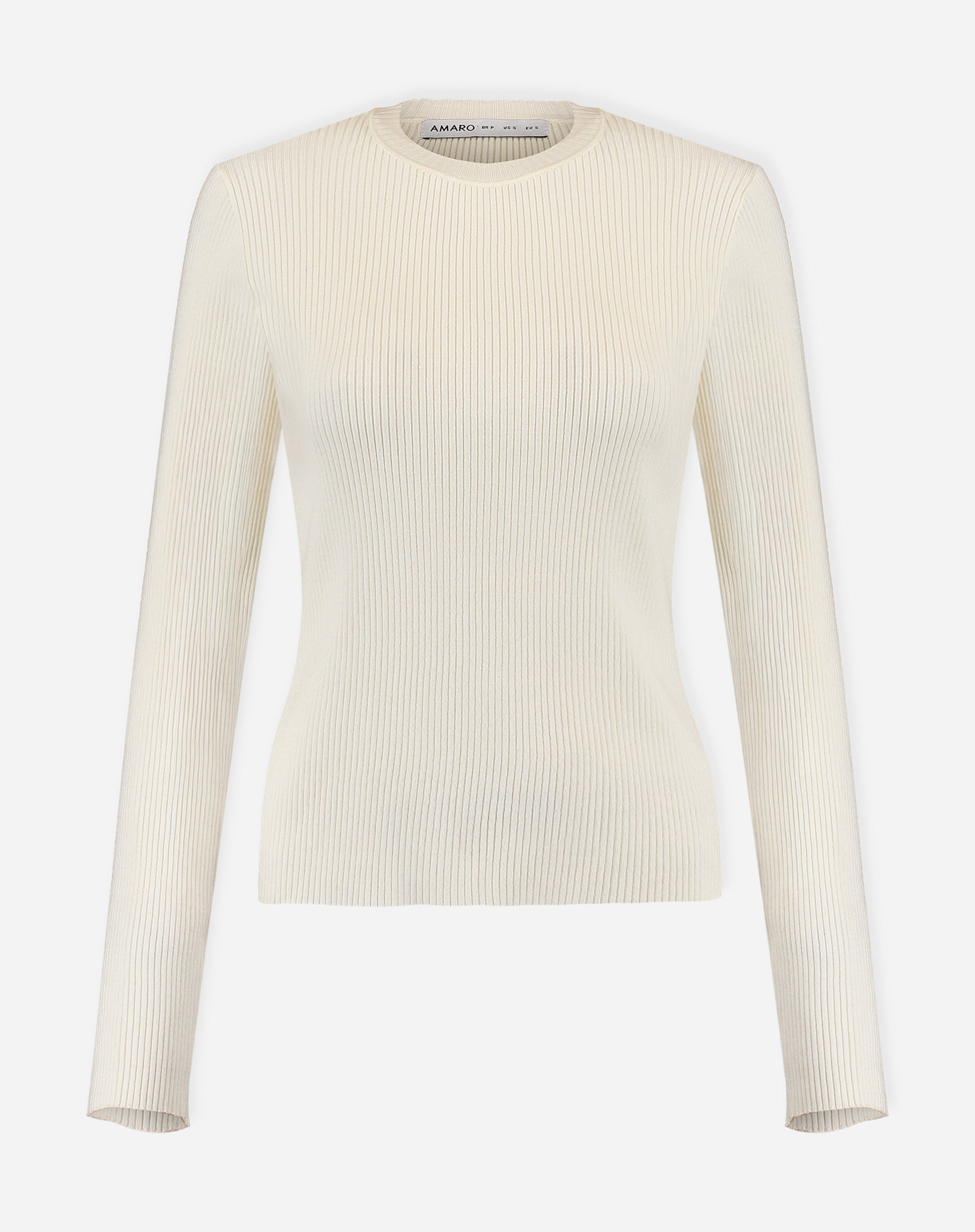 SUÉTER TRICOT GOLA CARECA - OFF-WHITE